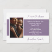 モダンな紫と白の写真投稿 ウェディング セレブレーション 招待状 (正面)