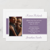 モダンな紫と白の写真投稿 ウェディング セレブレーション 招待状 (正面/裏面)