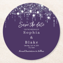 モダンな紫と白の吊り下げ照明 - 保存日 ラウンドペーパーコースター