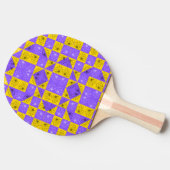 モダンな紫と金の市松模様の花柄 卓球ラケット (横)