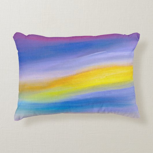 モダンな紫と黄金の光線の抽象画 アクセントクッション (正面)