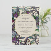モダンな紫の梅の水彩花葉の結婚式 招待状 (スタンド正面)