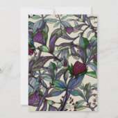 モダンな紫の梅の水彩花葉の結婚式 招待状 (裏面)