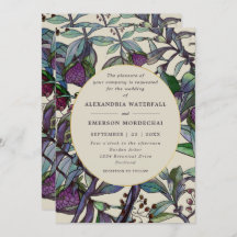 モダンな紫の梅の水彩花葉の結婚式