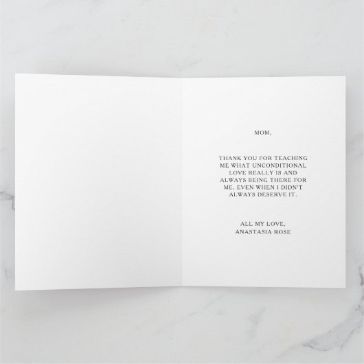 モダンな紫の花のハッピーマザーズデーカード カード (内部)