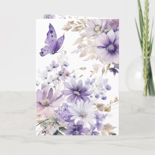 モダンな紫の花の写真の母の日のカード カード (裏面)