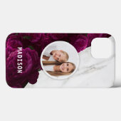 モダンな紫の花柄大理石のフォトギフト 名前入り Case-Mate iPhoneケース (裏面 (横))