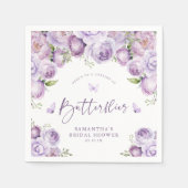 モダンな紫の蝶のプリンセスシャワー スタンダードカクテルナプキン (正面)