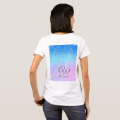 モダンな紫グラデーション青ラメモダン Tシャツ (裏面フル)