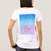 モダンな紫グラデーション青ラメモダン Tシャツ (裏面)