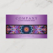 モダンな紫色のはす曼荼羅の紫色 名刺 (正面)
