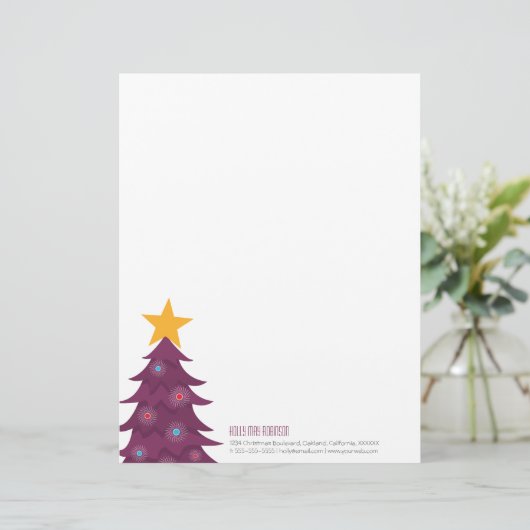 モダンな紫色のクリスマスツリー個人的なレターヘッド レターヘッド (スタンド正面)