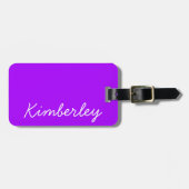 モダンな紫色のネオンモノグラムの粋なファッション色 ラゲッジタグ (正面横)