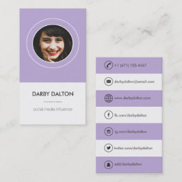 モダンな紫色の写真社会的な媒体の名刺 名刺