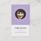 モダンな紫色の写真社会的な媒体の名刺 名刺 (正面)