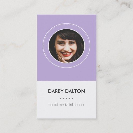 モダンな紫色の写真社会的な媒体の名刺 名刺 (正面)