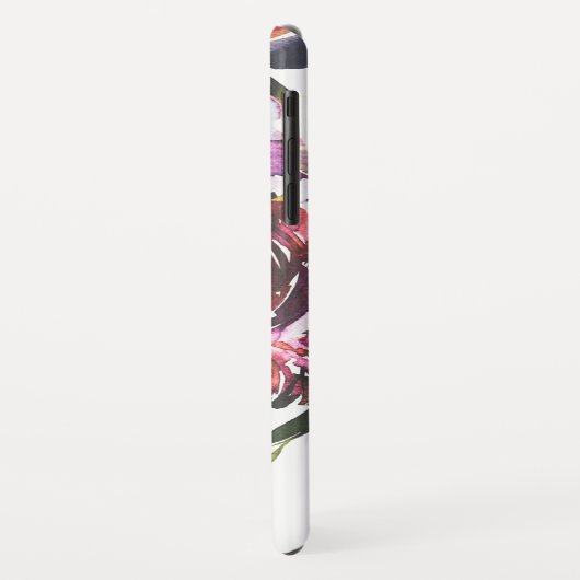 モダンな紫色の水彩画のシックな花のモノグラム Case-Mate iPhoneケース (裏面/左)