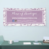 モダンな紫色の花のガーリーな美しいのブティック 横断幕 (トレードショー)