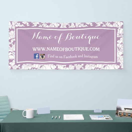 モダンな紫色の花のガーリーな美しいのブティック 横断幕 (トレードショー)