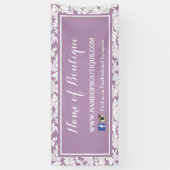 モダンな紫色の花のガーリーな美しいのブティック 横断幕 (縦)