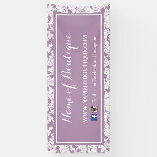 モダンな紫色の花のガーリーな美しいのブティック 横断幕 (縦)