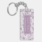 モダンな紫色の花のガーリーな証明された美容師 キーホルダー (正面左)