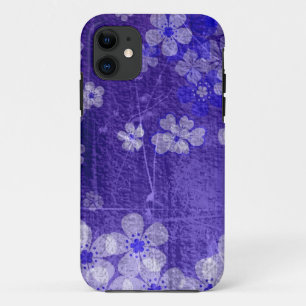 モダンな紫色の花のグランジな壁の背景 iPhone 11 ケース