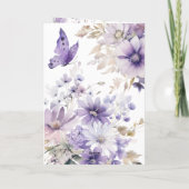 モダンな紫色の花の写真を使ったハッピー マザーズデー カード (裏面)
