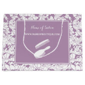 モダンな紫色の花の毛および美しいのブティック ラージペーパーバッグ (正面)