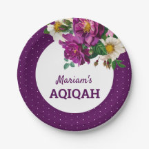 モダンな紫色の花の水玉模様Aqiqah