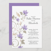 モダンな紫色の花の男の子のベビーシャワーの招待状 招待状 (正面/裏面)