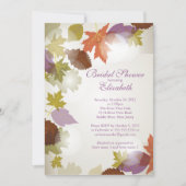 モダンな紫色の葉のブライダルシャワーの招待状 招待状 (正面)