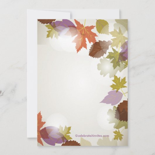 モダンな紫色の葉のブライダルシャワーの招待状 招待状 (裏面)