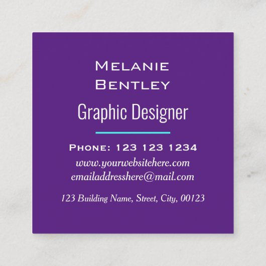 モダンな紫色の青い勾配の格子グラフィック・デザイン スクエア名刺 (裏面)