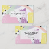 モダンな紫色の黄色く黒いパステル調ブラシストローク 名刺 (正面/裏面)