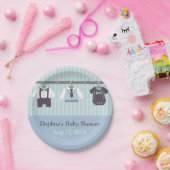 モダンな紳士の男の赤ちゃんのブライダル・シャワーの供給 ペーパープレート (パーティー)