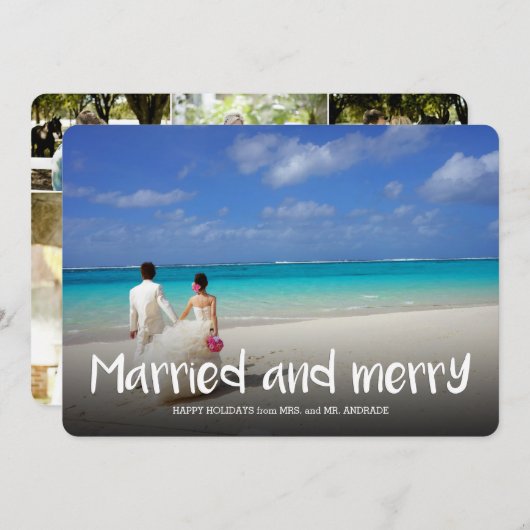 モダンな結婚したでメリーな休日の写真の初めてのクリスマス 招待状 (正面/裏面)