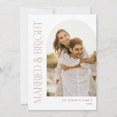 モダンな結婚と明るいホリデー アーチ写真カード 招待状 (正面)