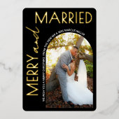 モダンな結婚写真 ブラックゴールド 箔シーズンカード (正面)