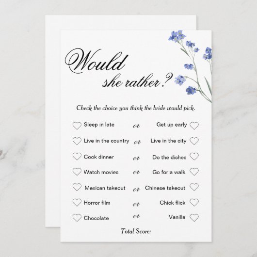 モダンな結婚前お茶会ゲーム, 花嫁が誰が一番知っている？ シーズンカード (正面/裏面)