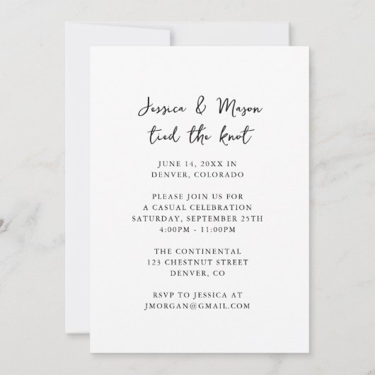 モダンな結婚報告 フォトエロープメント発表 招待状 (裏面)