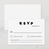 モダンな結婚式にぴったりなミニマリストRSVPカード | シンプルな黒と白 招待状 (正面/裏面)