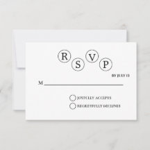 モダンな結婚式にぴったりなミニマリストRSVPカード | シンプルな黒と白