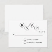 モダンな結婚式にぴったりなミニマリストRSVPカード | シンプルな黒と白 招待状 (正面/裏面)