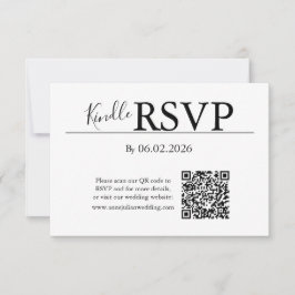 モダンな結婚式にぴったりな白のRSVP QRコードカード 出欠カード