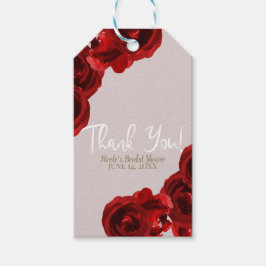 モダンな結婚式にぴったりな、カーキ色とバラ色の水彩ローズ ギフトタグ