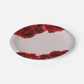 モダンな結婚式にぴったりな、カーキ色とバラ色の水彩ローズ ペーパープレート (アングル)