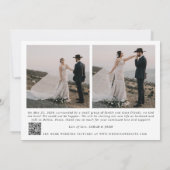 モダンな結婚式のお知らせ3枚の写真とQRコード付き 案内状 (裏面)