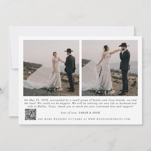 モダンな結婚式のお知らせ3枚組写真QRコード付き 案内状 (裏面)