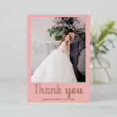 モダンな結婚式のお礼カード 2枚の写真 ゴールドの箔押し 箔招待状 (立ち正面)